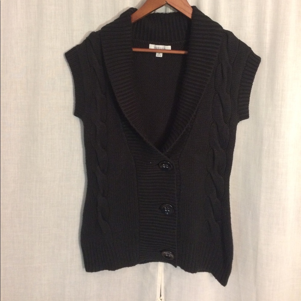 Knit style short sleeve cardigan